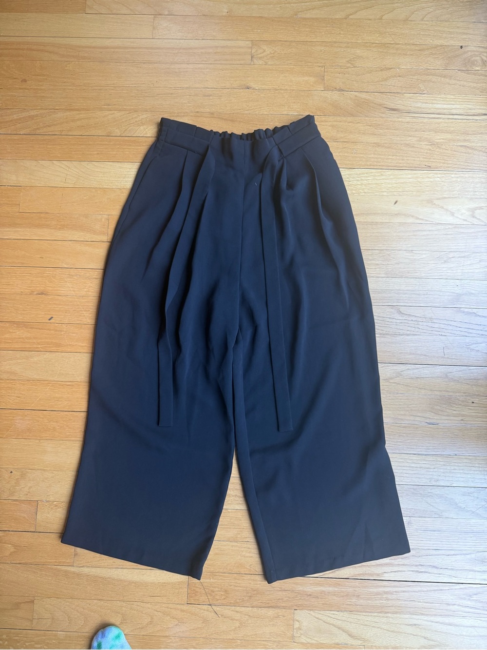 Zara Basic Collection Black Pleated Wide-Leg Trousers